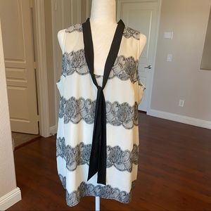 Black & White Tank with Neck-Tie